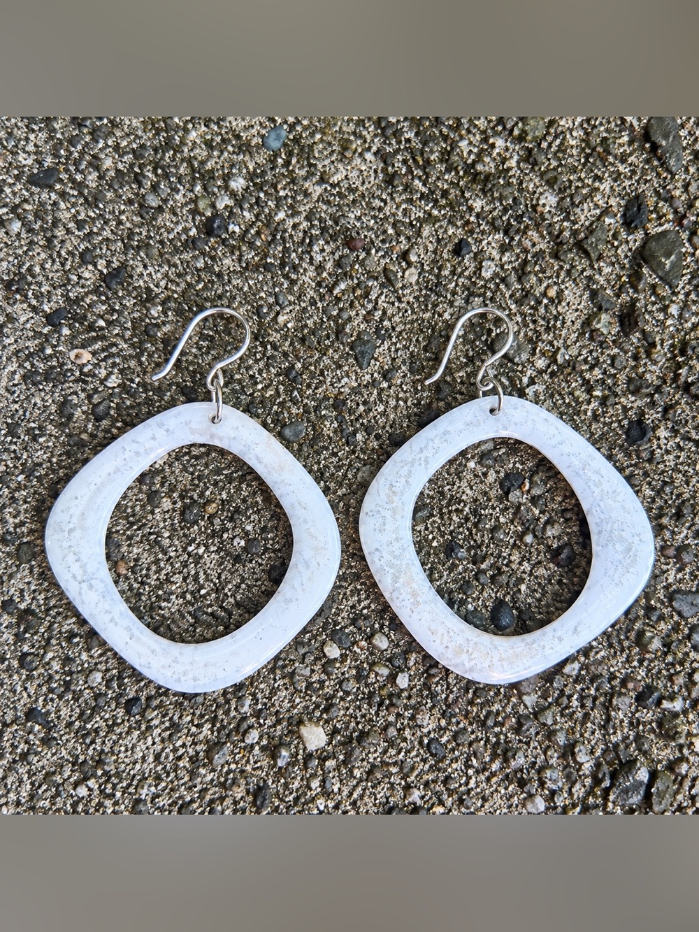 Handmade White Resin Cardstock Statement Earrings | Lightweight